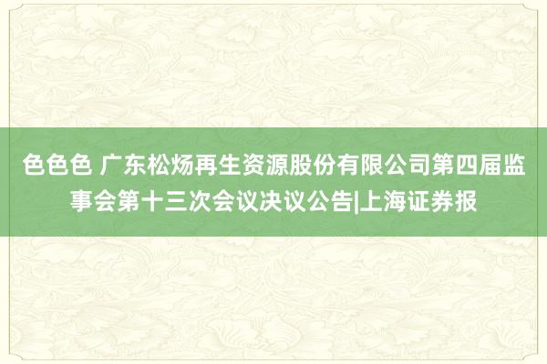 色色色 广东松炀再生资源股份有限公司第四届监事会第十三次会议决议公告|上海证券报