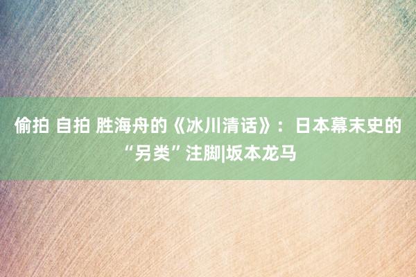 偷拍 自拍 胜海舟的《冰川清话》：日本幕末史的“另类”注脚|坂本龙马