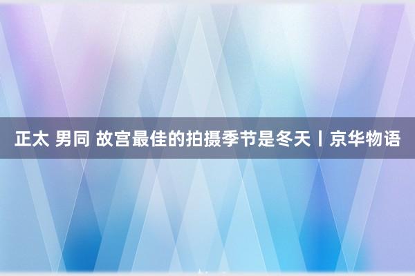 正太 男同 故宫最佳的拍摄季节是冬天丨京华物语